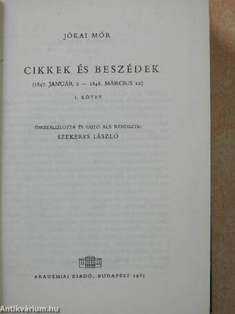 Cikkek és beszédek I.