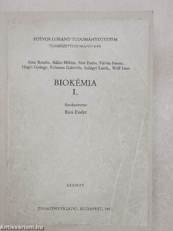 Biokémia I.