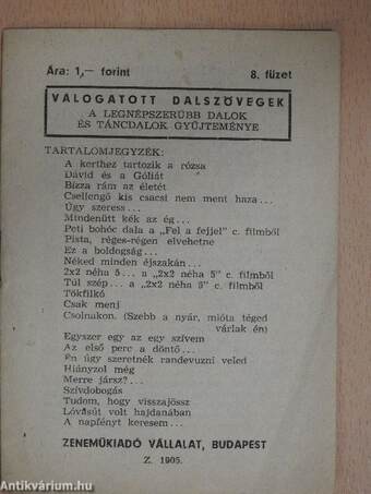 Válogatott dalszövegek 8.