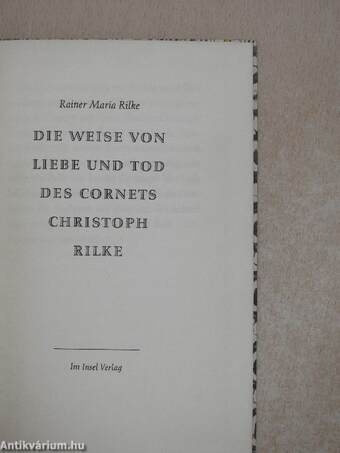 Die Weise von Liebe und Tod des Cornets Christoph Rilke