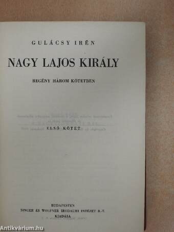 Nagy Lajos király I-III.