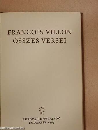 Francois Villon összes versei