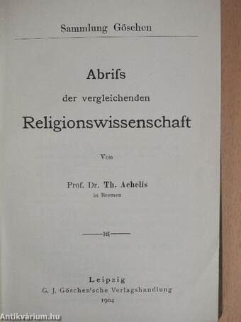 Abriss der vergleichenden Religionswissenschaft