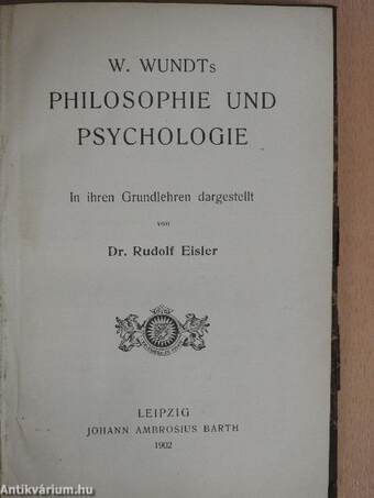 W. Wundts Philosophie und Psychologie