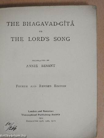 The Bhagavad-Gitá or The Lord's Song