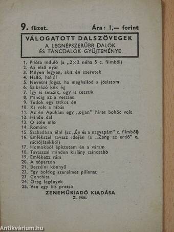 Válogatott dalszövegek 9.