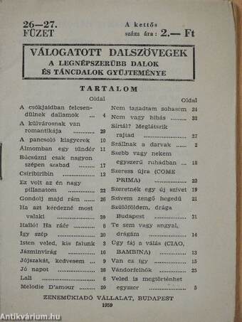 Válogatott dalszövegek 26-27.