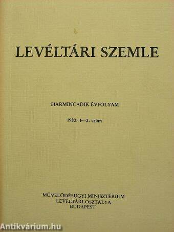 Levéltári Szemle 1980. január-augusztus