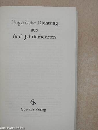 Ungarische dichtung aus fünf Jahrhunderten