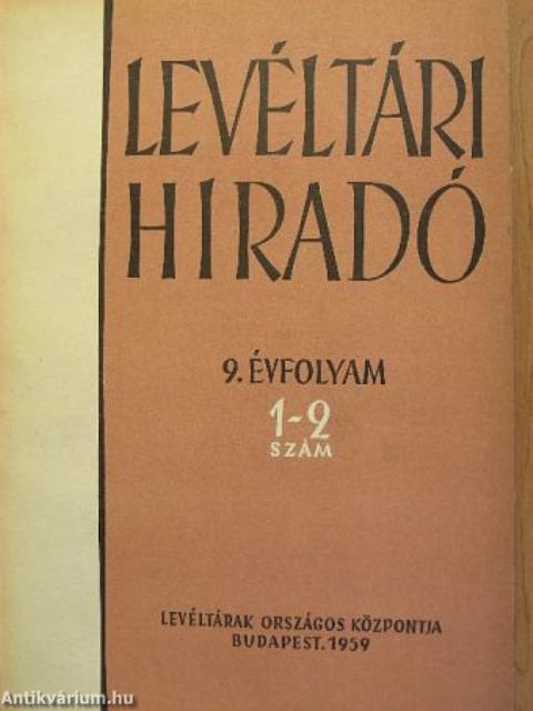 Levéltári Híradó 1959. január-június