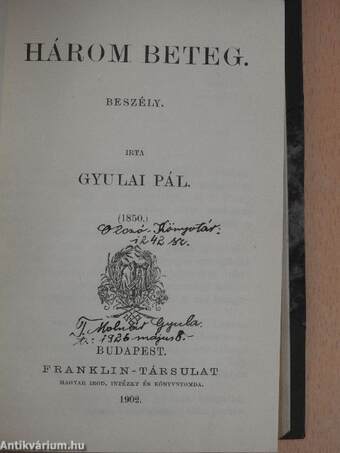 Irói arczképek IV./Szilágyi és Hajmási/Három beteg/Az első magyar komikus/Egy anya/Jó éjszakát!/Emlékezés Deák Ferenczre/Birálatok