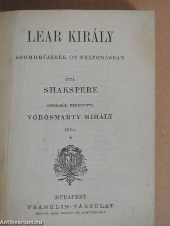 III. Richard király/Lear király/A makranczos hölgy/A velenczei kalmár