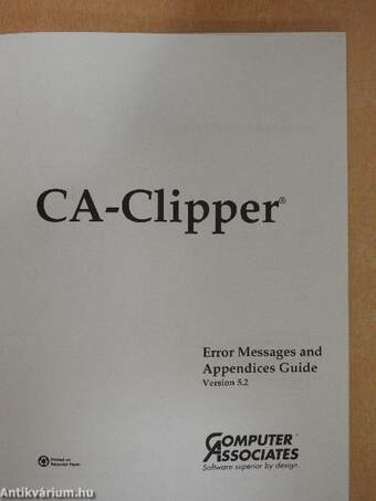 CA-Clipper Error Messages and Appendices Guide