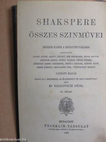 Shakspere történeti szinművei II. (töredék)