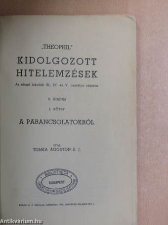 "Theophil" kidolgozott hitelemzések I.