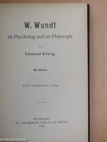 W. Wundt als Psycholog und als Philosoph