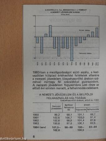 Adatok a gazdasági egyensúly, a termelés és az életszinvonal alakulásáról