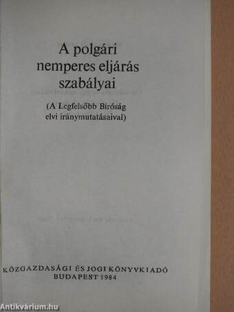 A polgári nemperes eljárás szabályai