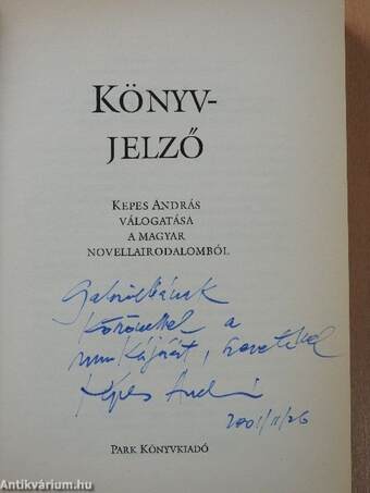 Könyvjelző (dedikált példány)