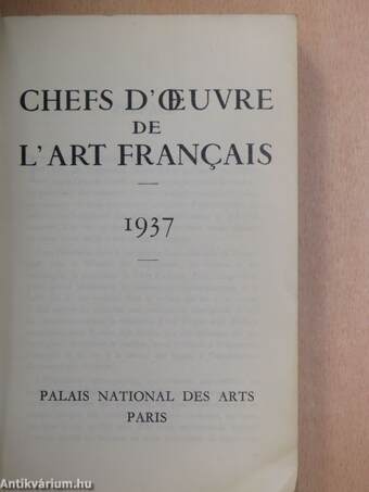 Chefs d'oeuvre de l'art francais 1937