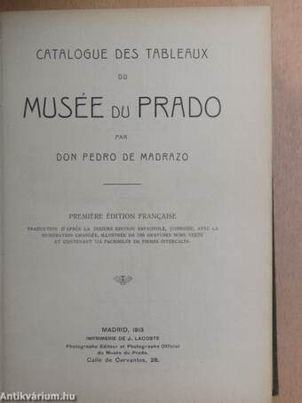 Catalogue des tableaux du Musée du Prado