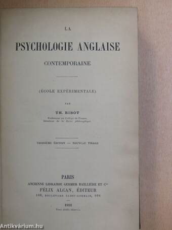 La psychologie anglaise contemporaine