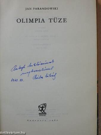 Olimpia tüze (dedikált példány)