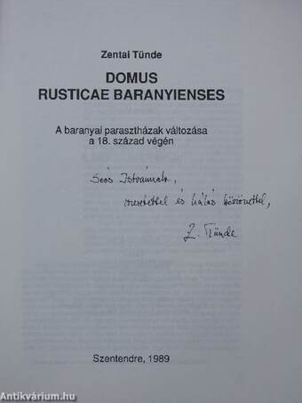 Domus rusticae Baranyienses (dedikált példány)