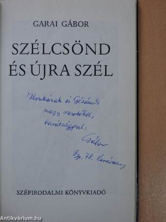 Szélcsönd és újra szél (dedikált példány)