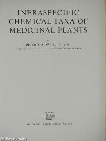 Infraspecific chemical taxa of medicinal plants (dedikált példány)