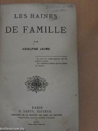 Les Haines De Famille