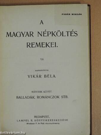 A magyar népköltés remekei II.