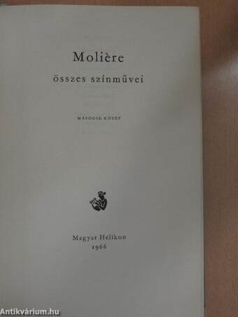 Moliére összes színművei II. (töredék)