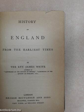 History of England from the Earliest Times