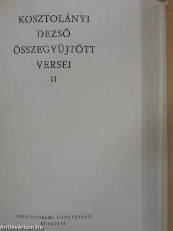 Kosztolányi Dezső összegyűjtött versei I-II.