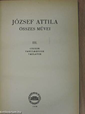 József Attila összes művei III. (töredék)