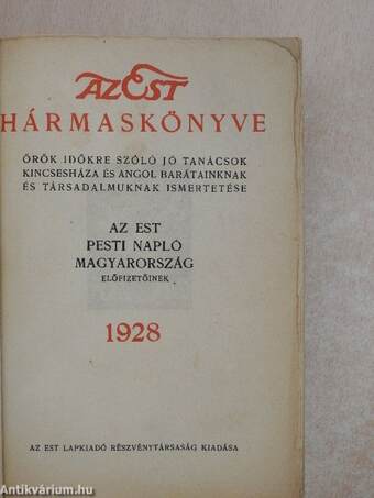 Az Est hármaskönyve 1928.