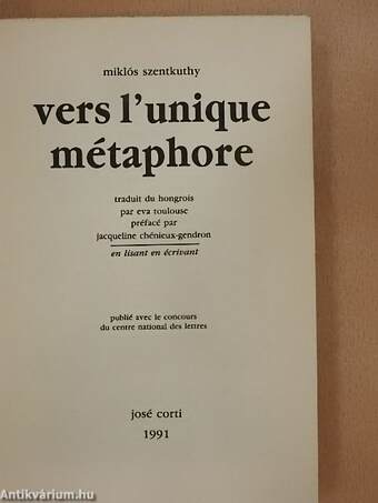 Vers l'unique métaphore