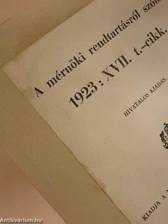 A mérnöki rendtartásról szóló 1923: XVII. t.-cikk.