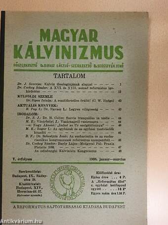 Magyar Kálvinizmus 1938. január-március