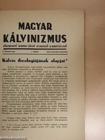 Magyar Kálvinizmus 1938. január-március