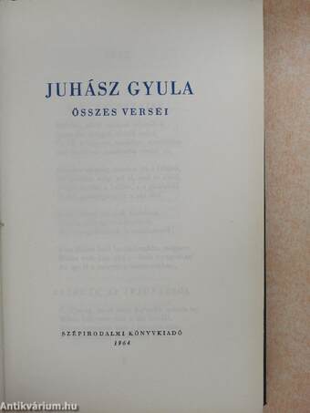 Juhász Gyula összes versei II. (töredék)