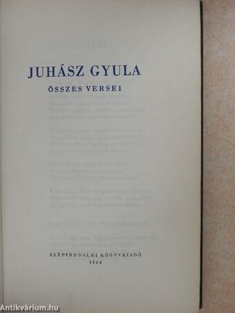 Juhász Gyula összes versei II. (töredék)