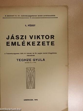 Jászi Viktor emlékezete