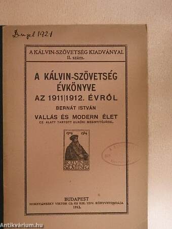 A Kálvin-Szövetség évkönyve az 1911/1912. évről