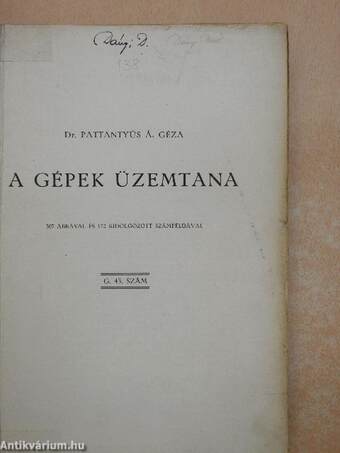 A gépek üzemtana