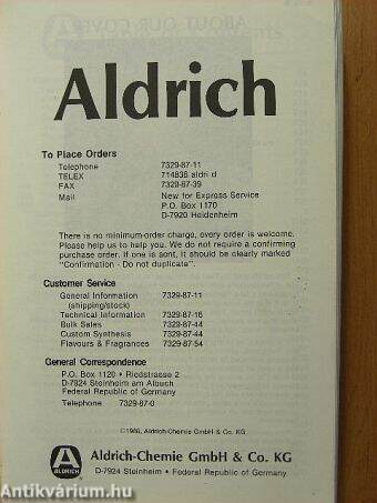 Aldrich Catalogue Handbook of Fine Chemicals 1988-1989
