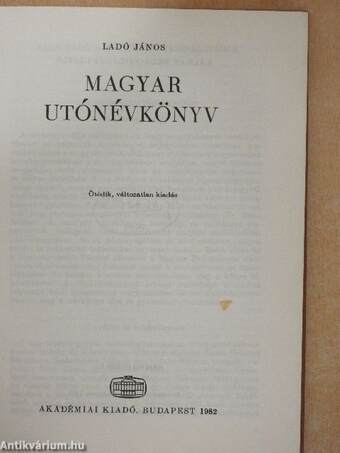 Magyar utónévkönyv