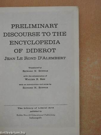 Preliminary Discourse to the Encyclopedia of Diderot