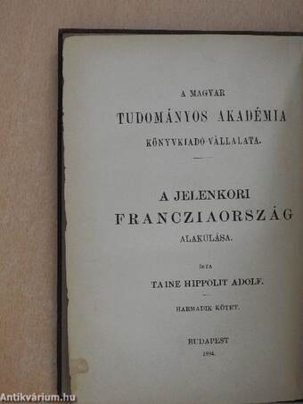 A jelenkori Francziaország alakulása III. (töredék)